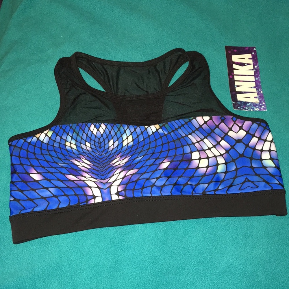 Blue and Black Mesh Dance Top